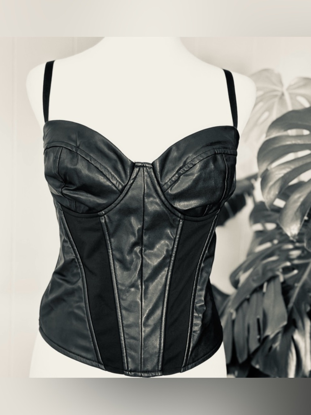 NWT. Black Faux Leather corset top size 1X